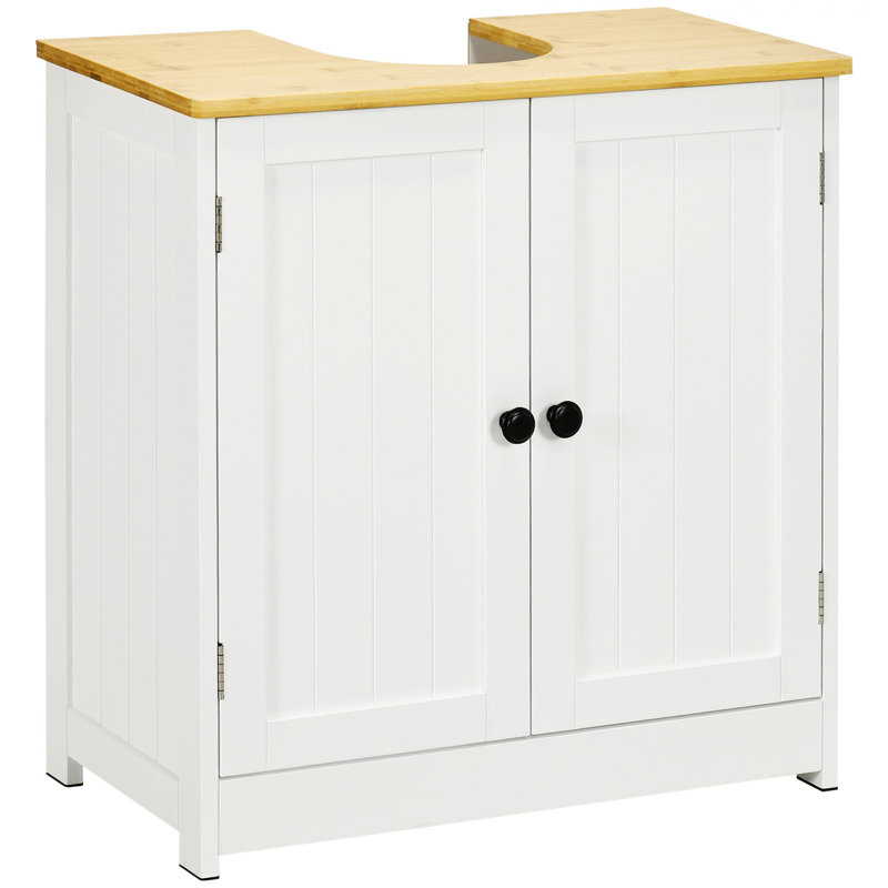 Armoire de salle de bain contemporaine sous le lavabo, armoire de rangement de salle de bain avec portes doubles et tablette réglable