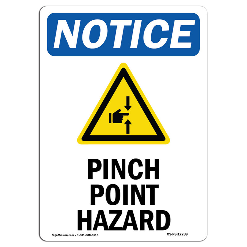 Panneau de danger avec symbole Pinch Point
