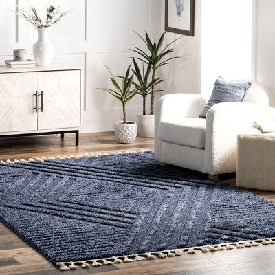 Risette Geometric Shag Tassel Area Rug