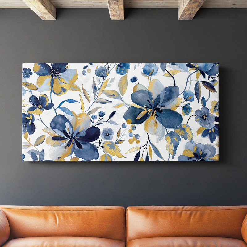 Toile tendue Golden Indigo - prêt à accrocher, H 24 po x l 48 po