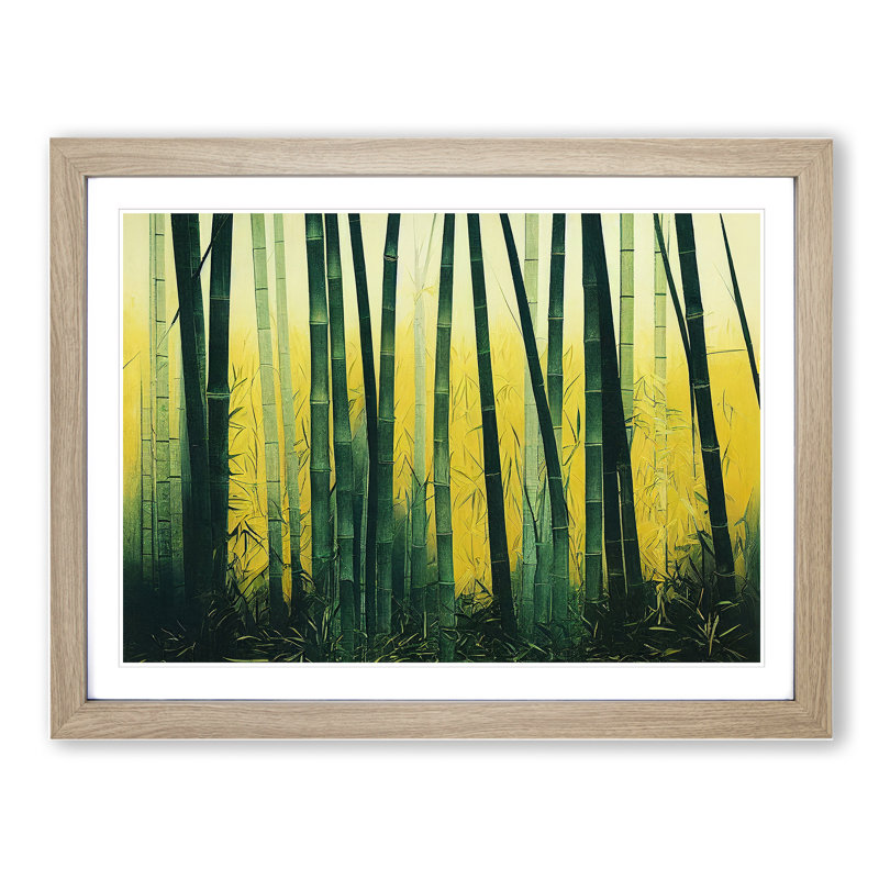 Artistic Bamboo Forest - Single Picture Frame Print, 34cm H x 46cm W, Oak