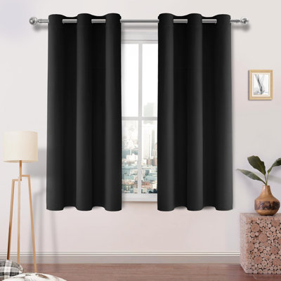 2 Thick Panels Room Darkening 85% Blackout Curtains, Thermal Insulated Block Out Light Grommet Top Drapes