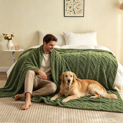 All Season Twist Jacquard Fleece Throw Blanket 260GSM Soft Fluffy Cozy Lightweight Blanket For Bed&Couch.