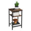 Ensemble de 2 tables de bout industrielles à 3 niveaux avec structure en acier pour le salon ou la chambre à coucher, assemblage facile, pieds réglables et tablettes spacieuses