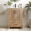 Meuble-lavabo simple 24 po avec plateau en céramique, portes à fermeture en douceur et tiroir-121985607