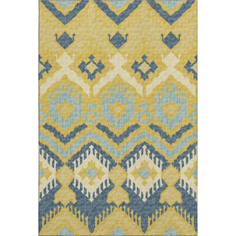 Premium Machine Washable Alliah AMF108 Yellow Rug, Rectangle 2'6" x 3'10"