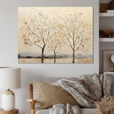 Harmonisation d'arbres beige V sur toile