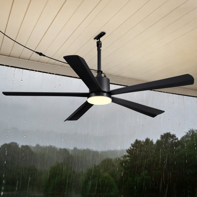 Ventilateur de plafond 54 pouces à 5 pales étanche IP65 avec lumières DEL à intensité variable et télécommande 