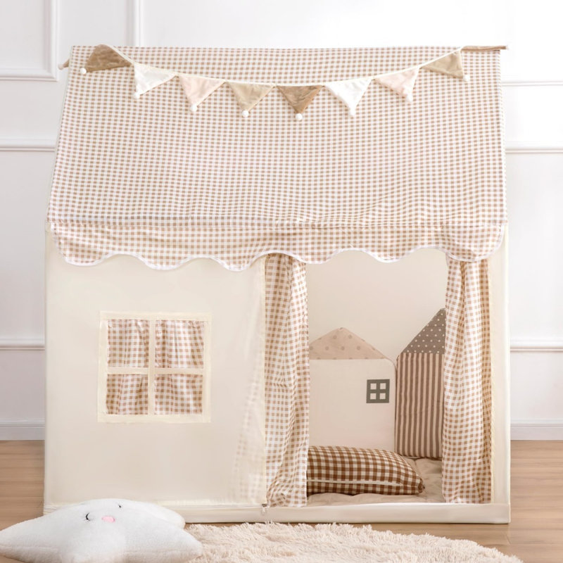 Bed Canopy With Star Lights And Tote Bags, (Beige) 128 X 120Cm