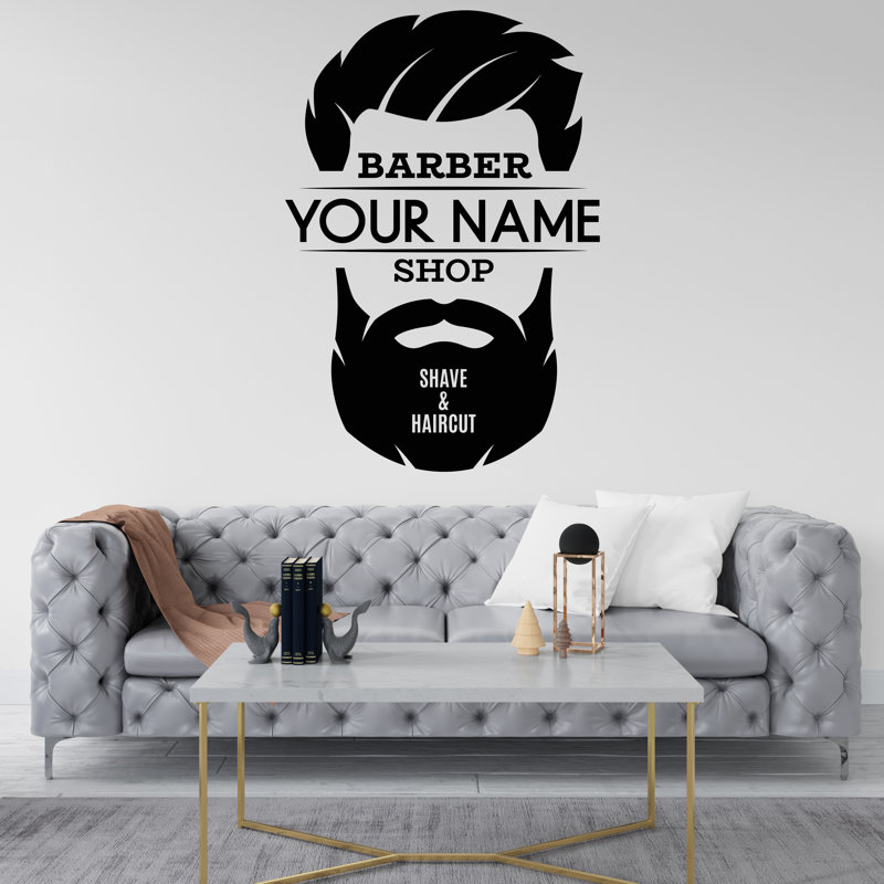 Barber Wall Decal, Barber Wall Decal, Barbershop Wall Decor, Custom Decals Razor Wall Art, Hair Salon Haircut Shaves Mens Decor 184LU