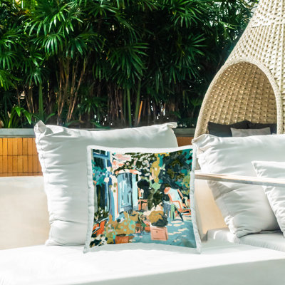 Abstract Cityscape Architecture Outdoor Printed Pillow by Melissa Wang