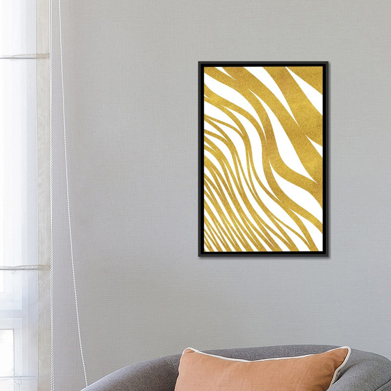 «Golden Wave», impression sur toile, H 26 po x l 18 po x P 1,5 po, Toile avec cadre flottant noir, Pas de tapis