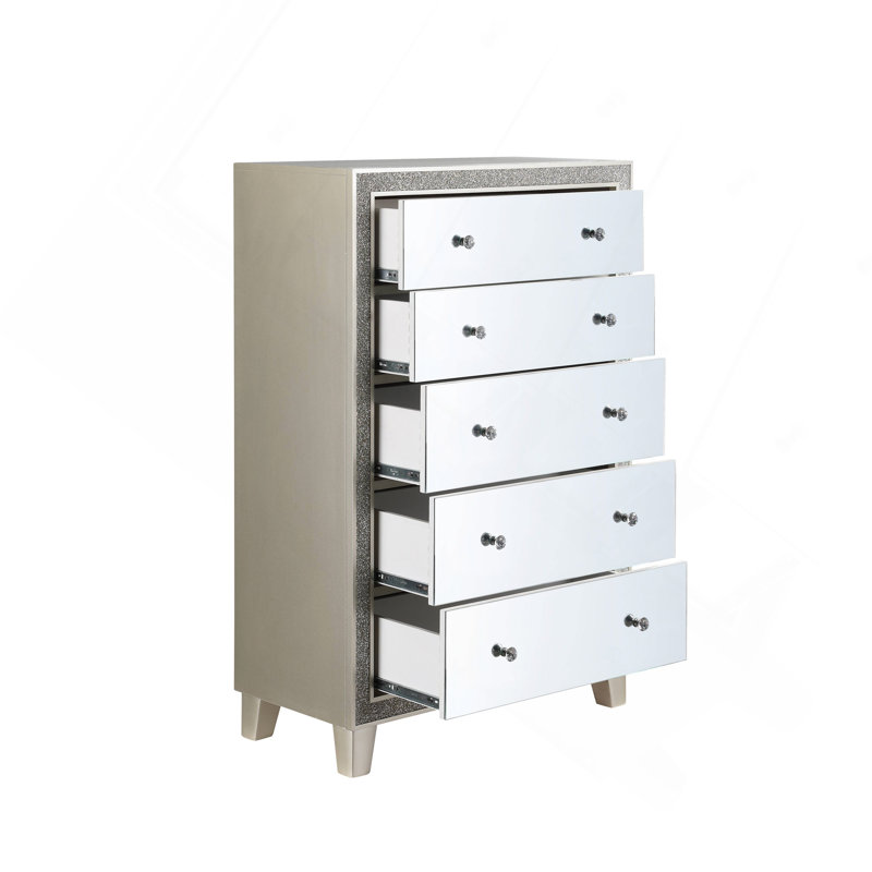 Commode à finition miroir et champagne Sliverfluff