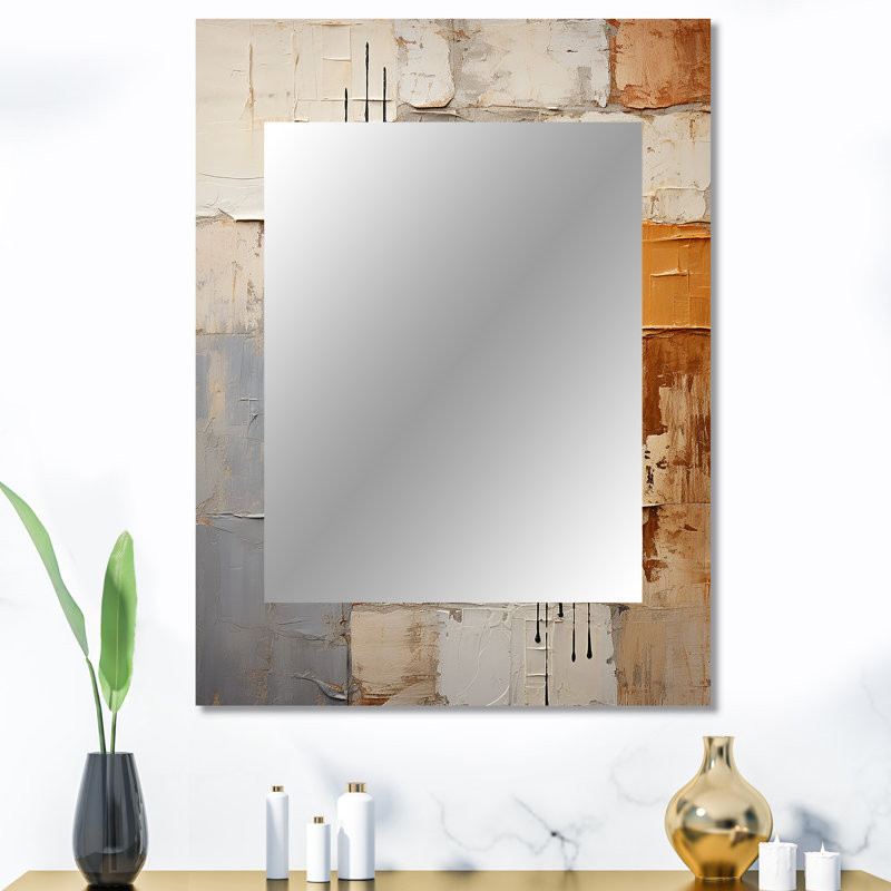 Abstraction I - Abstract Collages Decorative Mirror, Modern Wall Mirror, Printed Metal Art, 40" x 30"