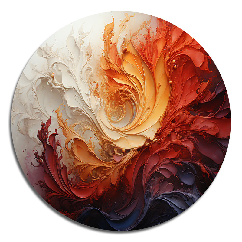 Chinetta - Art abstrait rond en métal, H 16 po x l 16 po x P 1 po