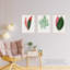 Fern Frond Red Green Plant Leaves Botany Vintage Botanical Aesthetic - 3 Piece No Frame Print Set-88622282
