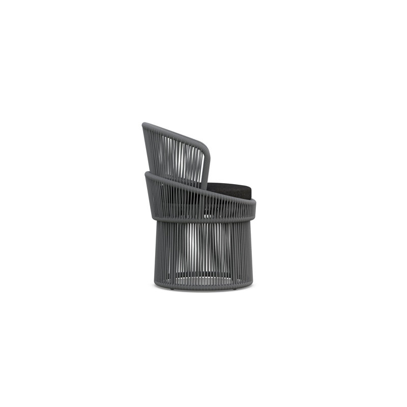 Palma Swivel Patio Dining Armchair with Cushion, Matte Charcoal Frame/Mocha Cushion
