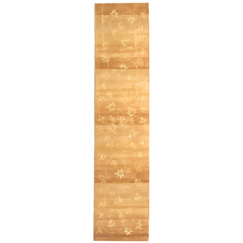 French Tapis Hand-Tufted Wool Brown Area Rug, Runner 2'6" x 10'