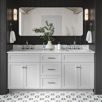 Partham 73'' Double Bathroom Vanity with Carrara Marble Top