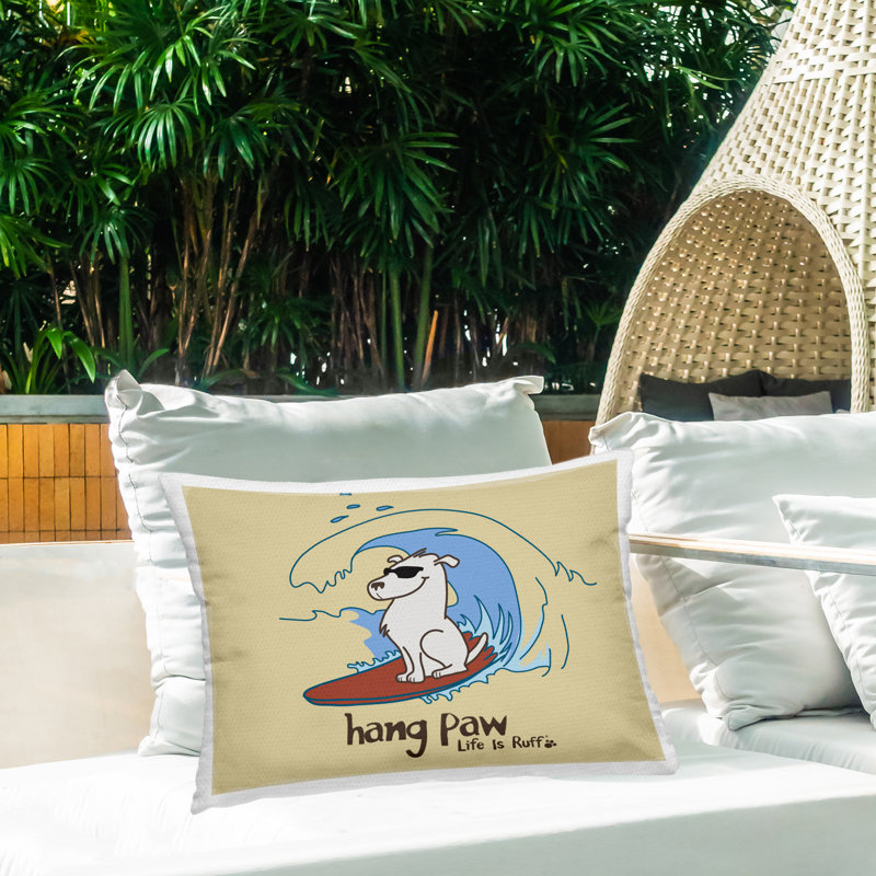 Coussin d'extérieur Hang Paw Surfing Dog