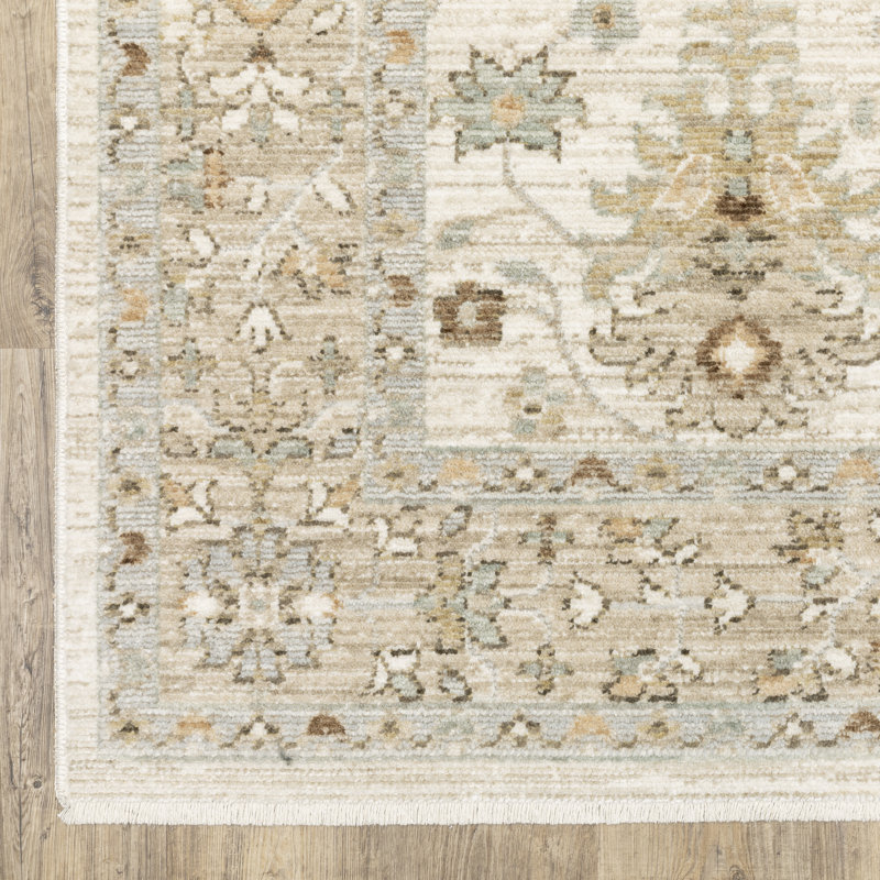 Tapis bleu pâle / beige Lainey, Rectangle 7 pi 10 po x 10 pi