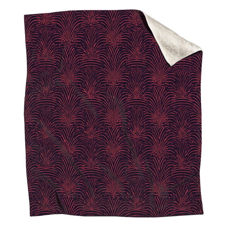 Couvertures roses à motif de feuilles de palmier, L 50 po x H 60 po