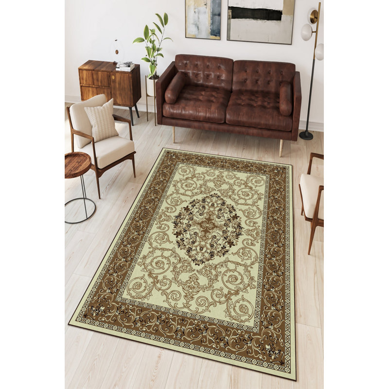 Eco-Friendly Cream Area Rug, 23.6 x 39.4 inches | 100% Polyester, 650 g/m², 0.16 in Pile Height | Antibacterial, Machine Washable, Non-Slip PVC Dot Underside | Perfect for Home Decor & Comfort