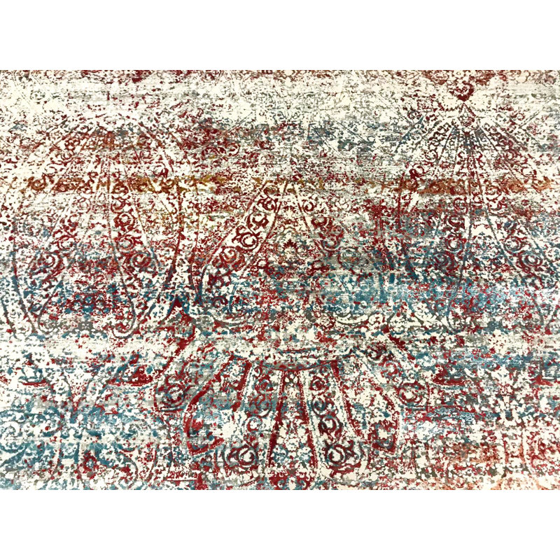 Tapis turc rouge et bleu 7 x 7 x 7 po