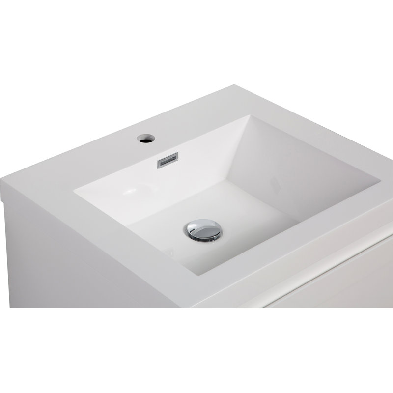 Meuble-lavabo flottant avec lavabo et meuble-lavabo, Blanc