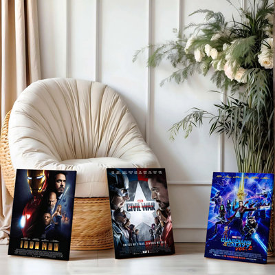 3 pièces d'art mural encadrées, affiche de film Marvel, impressions sur toile Iron Man, gardiens de la guerre civile de la Galaxie Vol 2, décoration murale pour salon, bureau à domicile, décoration moderne, impression HD de haute qualité prête à être accrochée
