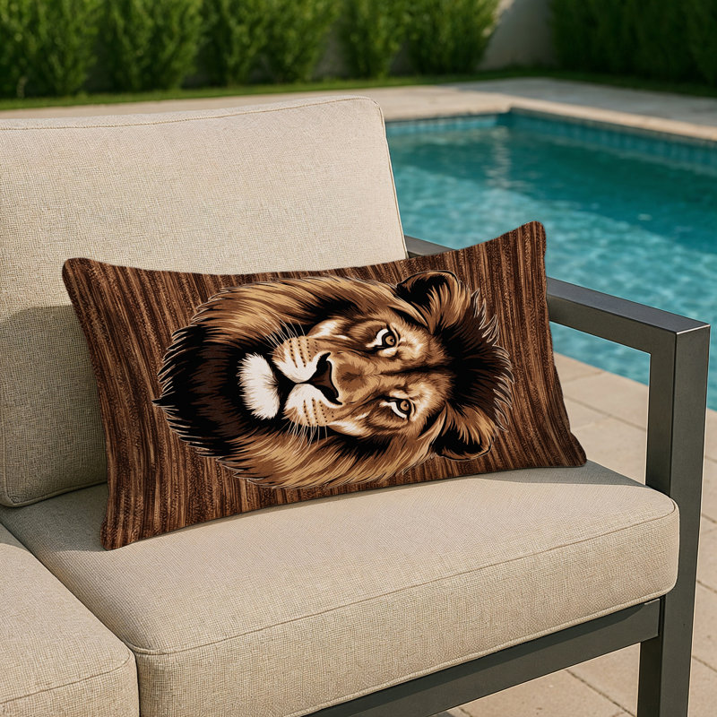 Coussin intérieur et extérieur Big Cats, Lion noir du Congo, Rectangulaire H 25 po x l 18 po