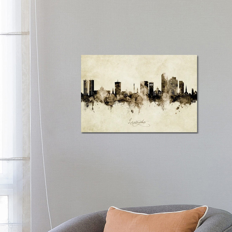Lexington Kentucky Skyline Vintage by Michael Tompsett - 1 Piece Wrapped Canvas Painting