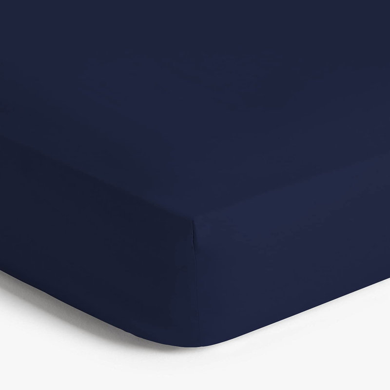 Angelka Microfiber Brushed Deep Fitted Bed Sheet, Navy, Double (4'6)