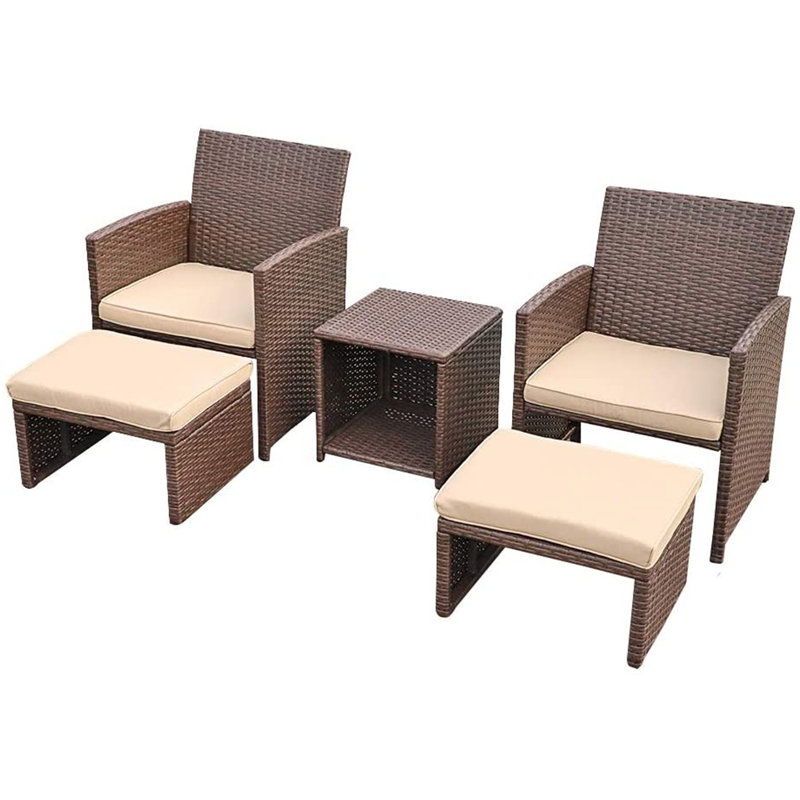 Cullan Premium All-Weather Wicker 4 - Person Patio Conversation Set with Cushions