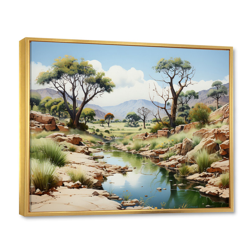Baobab Serenity Oasis - impression, H 24 po x l 32 po x P 1 po, Cadre flottant doré