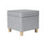 Repose-pieds carré avec rangement Pyp, tissu imprimé gris 18 po, bois brun