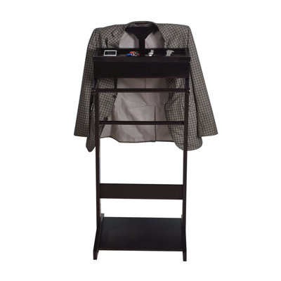 Black Portable Garment Rack,Clothes Valet Stand With Storage Organizer