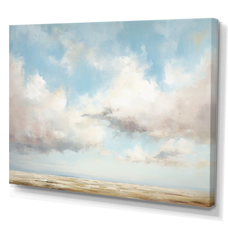 «White Clouds Scenery Minimalisme II», reproduction sur toile, Toile tendue, H 16 po x l 32 po x P 1 po