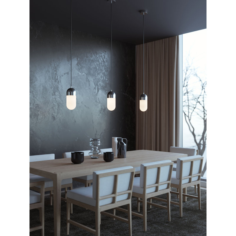 Luminaire suspendu DEL 5 po Ruhland, Nickel satiné