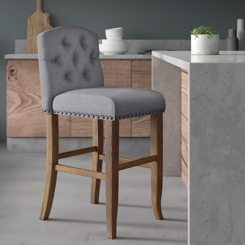 Tabouret de 31 po Wilfrid (ensemble de 2), Gris clair, Tabouret de bar (siège d'une hauteur de 30,75 po)