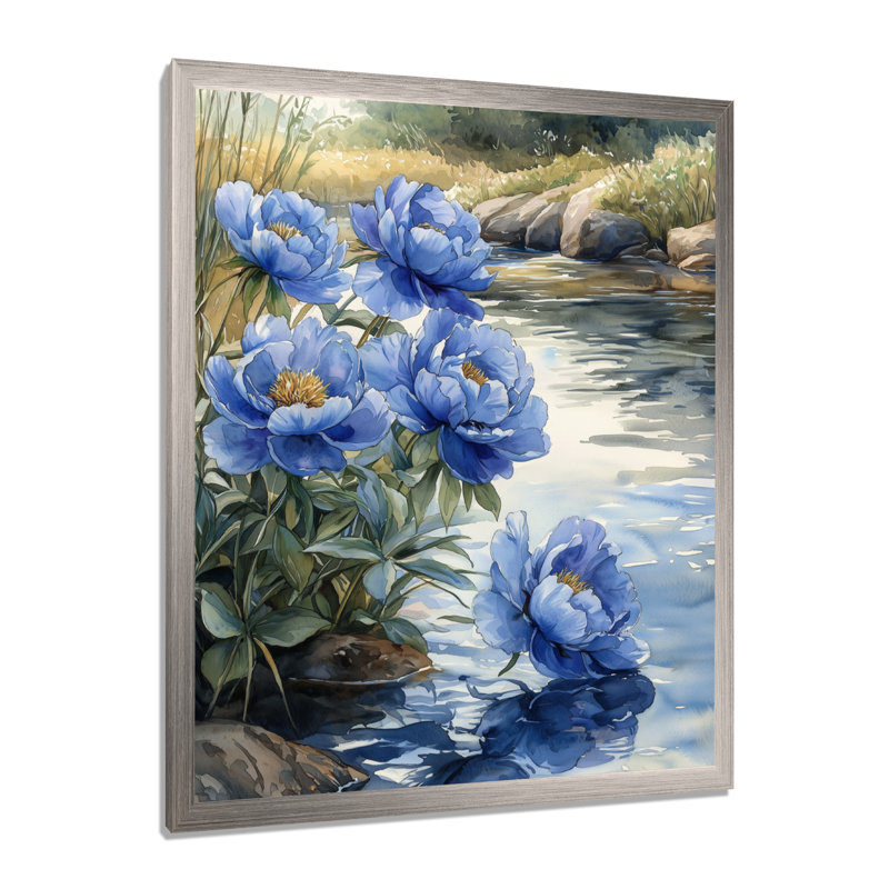 Kepner - impressions sur toile florales, Argent argent, H 20 po x l 12 po, Reproduction encadrée sans passe-partout