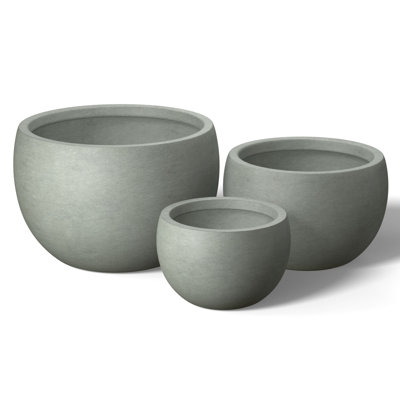11,5 po, 15 po, 19 po (Pot intérieur amélioré / pot de fleurs rond en béton avec trous de drainage (ensemble de 3)