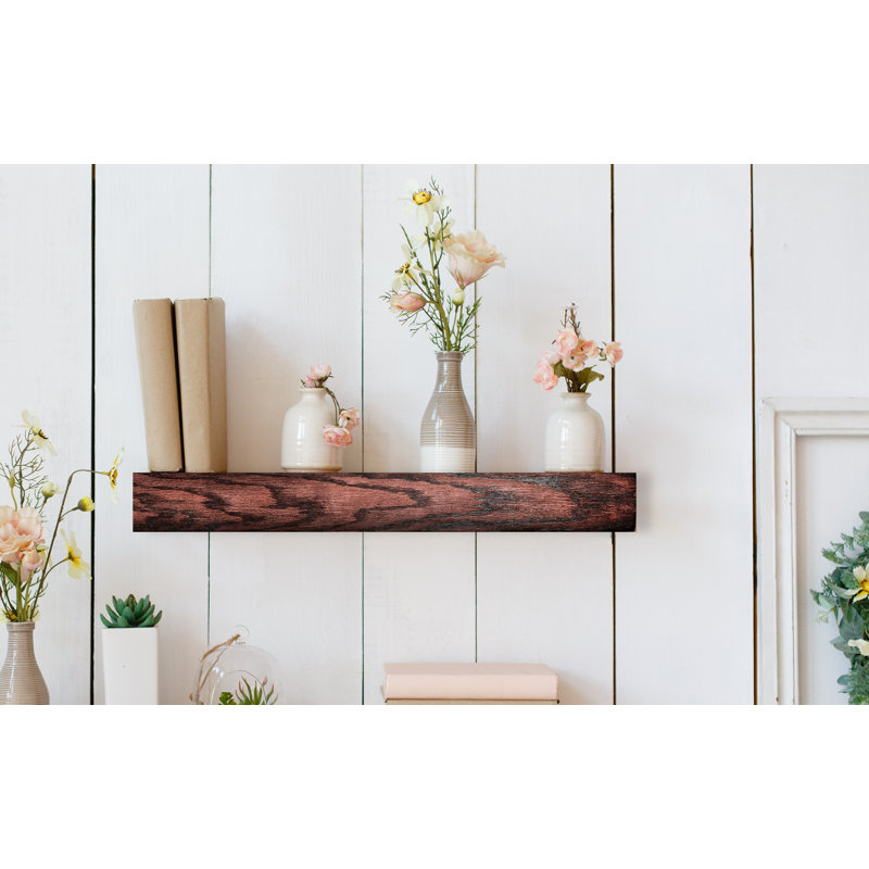 Ercolino Oak Solid Wood Floating Shelf, Black Cherry, 3" H x 26" W x 6" D