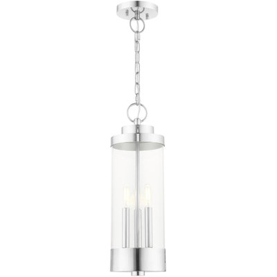 3 Light BN Outdoor Pendant Lantern with Clear Glass Shade