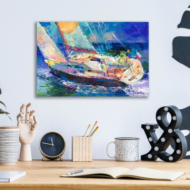 Voilier 2 pi par Richard Wallich, art mural en verre acrylique, H 12 po x l 16 po x P 0,13 po