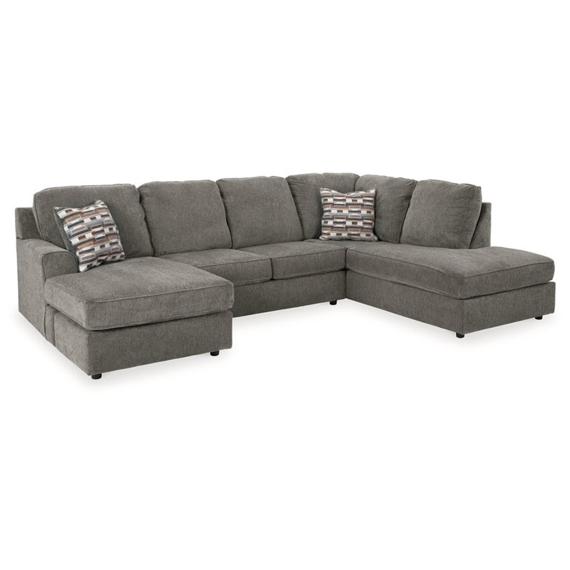 Canapé modulaire 2 pièces avec méridienne Akaycia, Orienté à droite, Polyester gris
