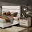 24" W Modern High Gloss Nightstand With Glass Tabletop with Charging Station