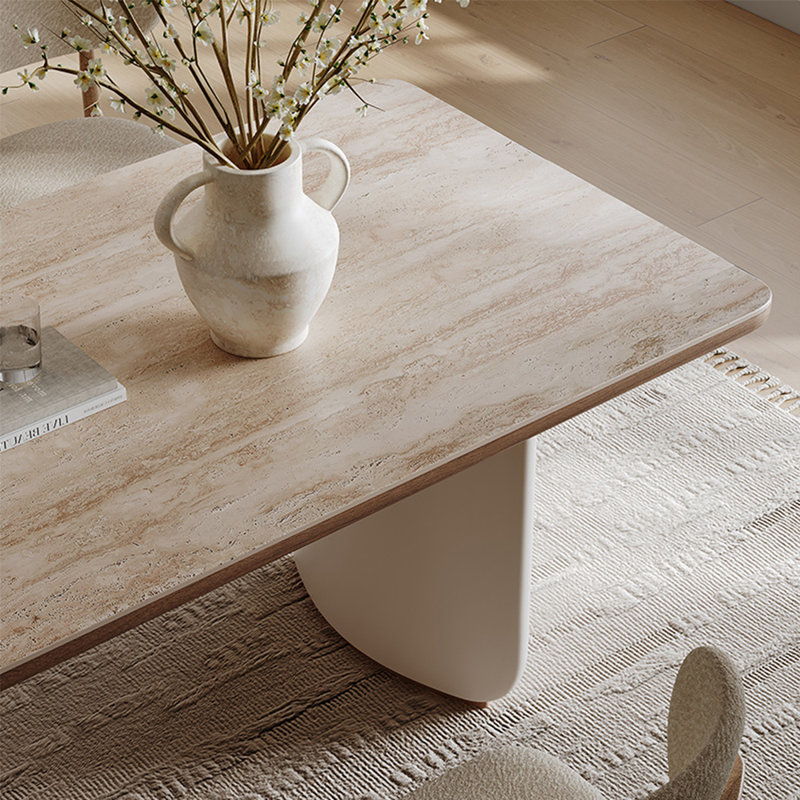 Ensemble de table de salle à manger de luxe crème clair, H 29,5 po x L 63 po x l 31,5 po