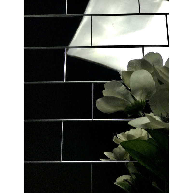 Reflections 3 in. x 6 in. Diamond Grade Glass Mirror Beveled Peel & Stick Subway Decorative Kitchen & Bathroom Wall Tile