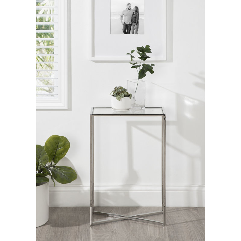 Table d'appoint Everly Quinn Jaspur, Verre transparent / argent